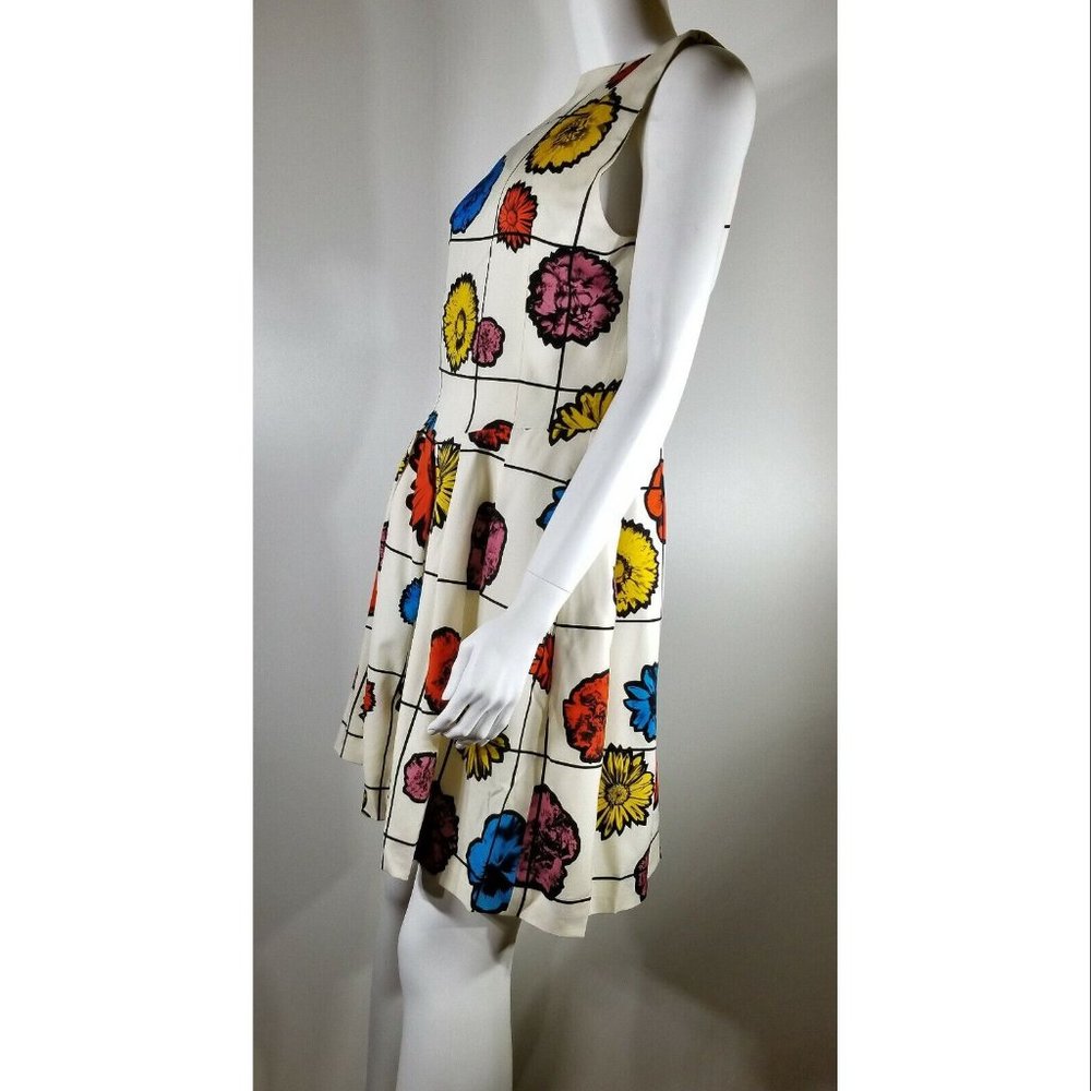 Moschino floral grid print mini dress, White, Women's Size US 8 / UK 10 NWT - Picture 4 of 11